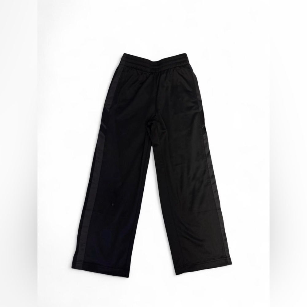 Tek Gear Boys Black Track Pants Gray Stripe Size Small 8 FLAWED